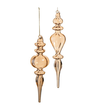 Ornement en verre pinacle  champagne  (2 ass.)