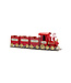 Train en métal sur rail rouge