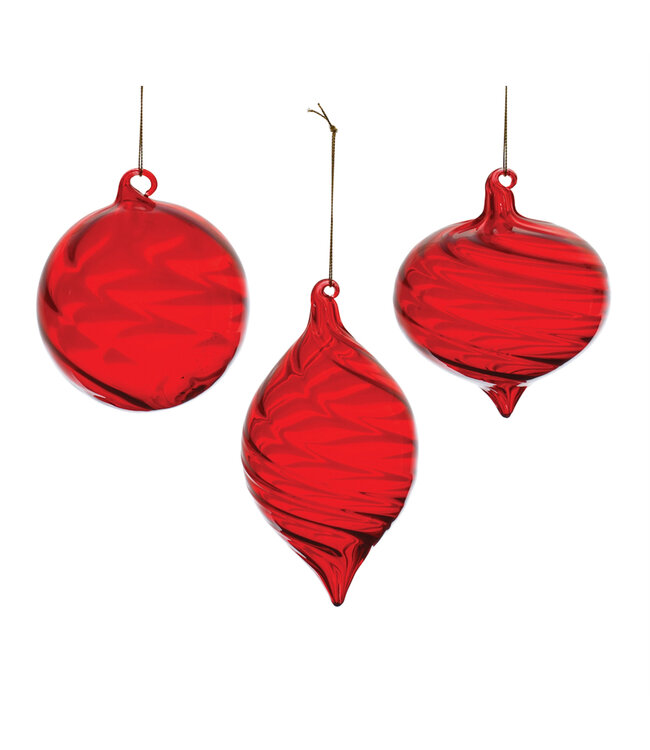 Ornement en verre rouge | Effet torsadé