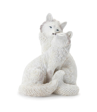 Couple renard blanc en résine