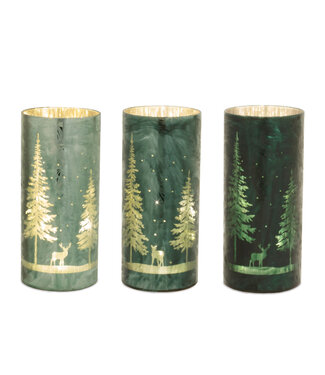 Chandelier en verre  vert/or