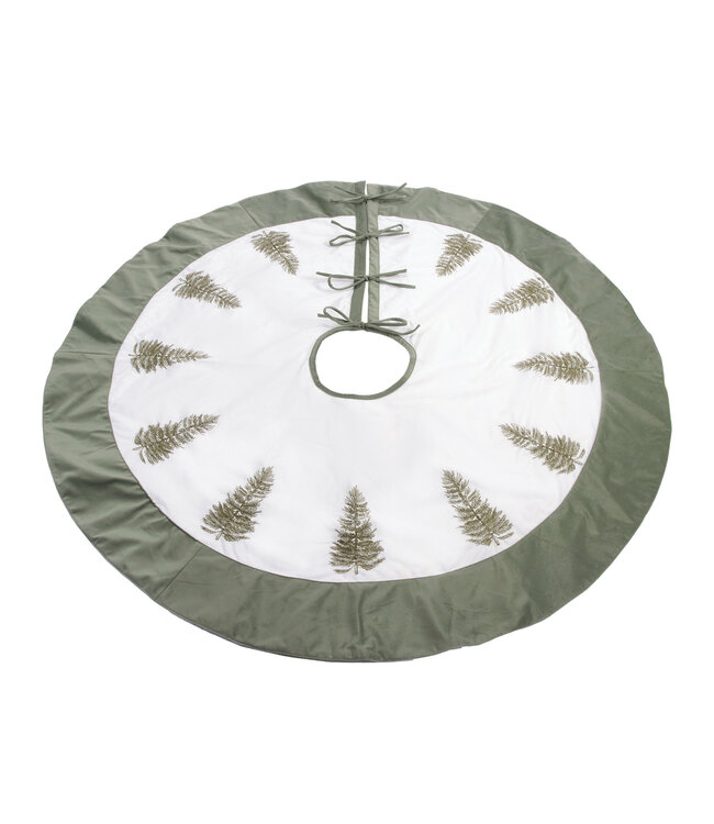 Jupe sapin blanche avec sapin et bordure verte | Élégante