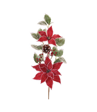 Tige de  poinsettias  rouges baies cocotte