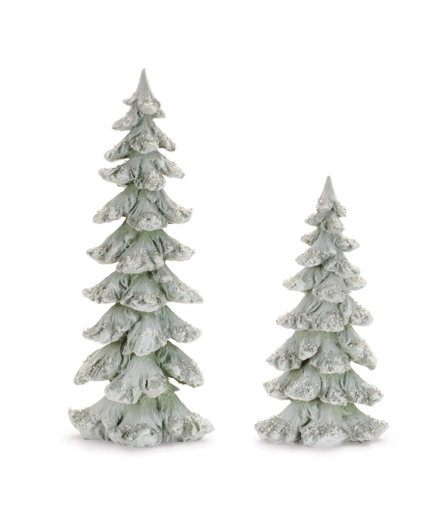 Sapin givré brillant  vert  sauge | Fini raffiné