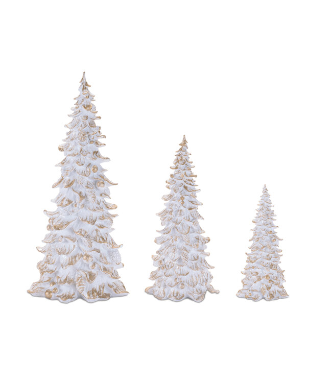 Sapin blanc/or en résine | Élégance hivernale