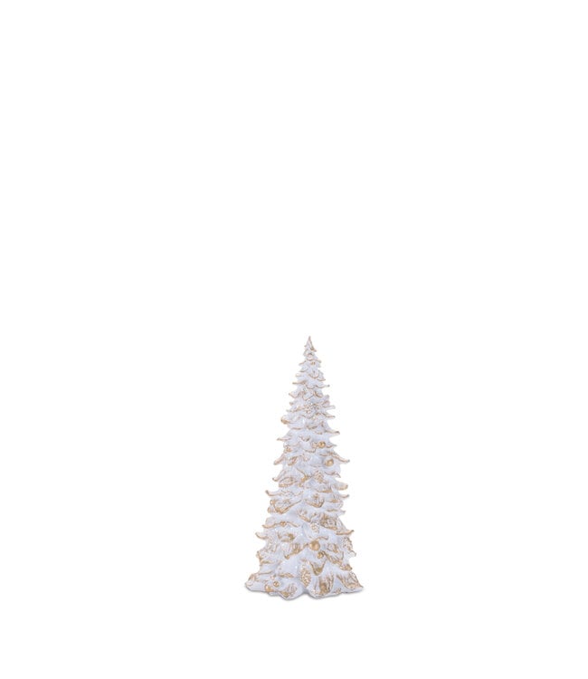 Sapin blanc/or en résine | Élégance hivernale