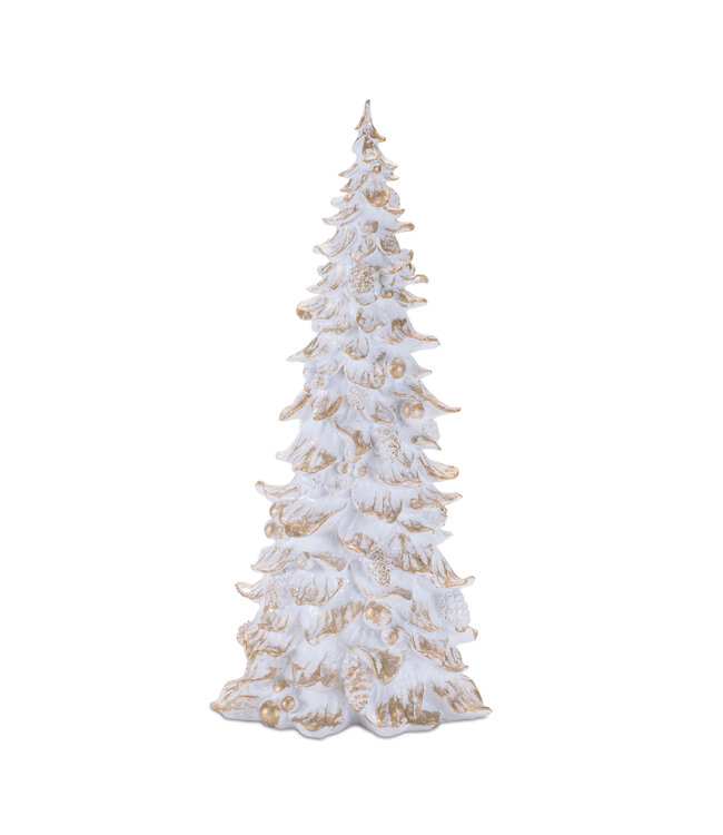 Sapin blanc/or en résine | Élégance hivernale