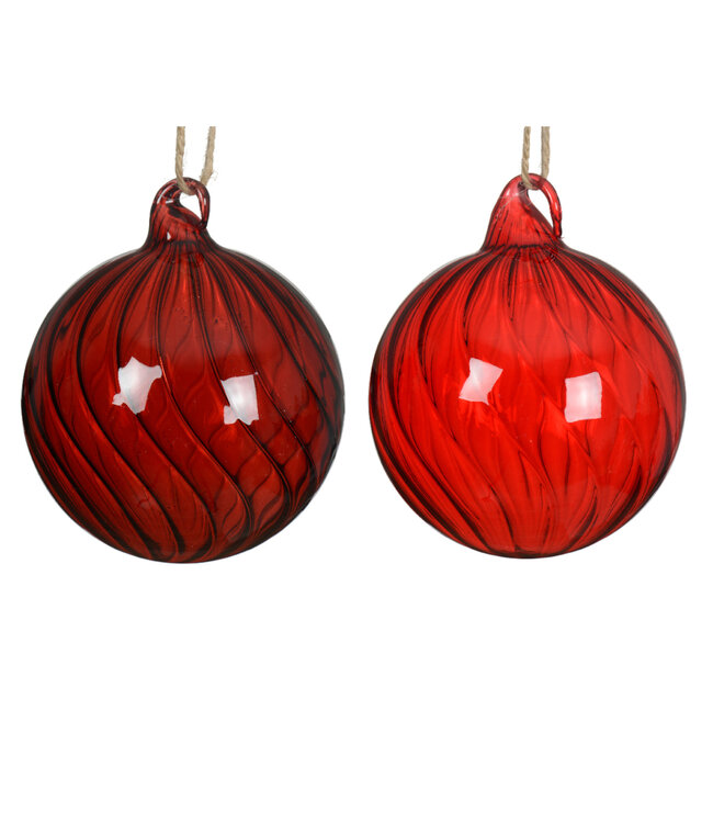 Boule en verre ondulée ( 2ass.) | Décoration classique et festive