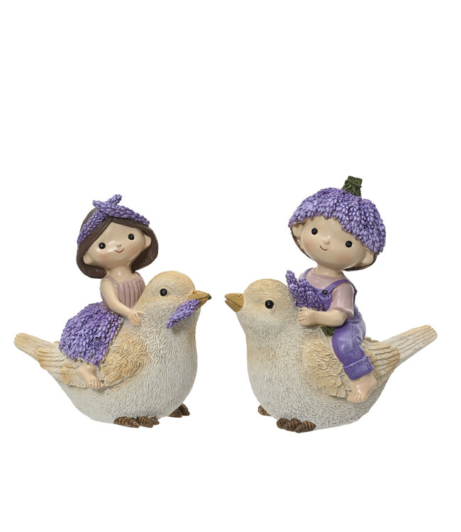 Enfant sur oiseau 6 po | Figurine décorative