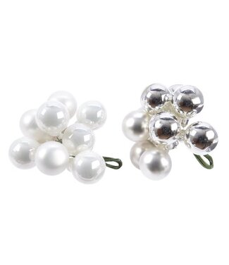 Pic décoratif boules blanches ou argent (2 ass.)