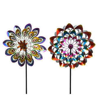 Virevent en métal rouge et bleu 72 po