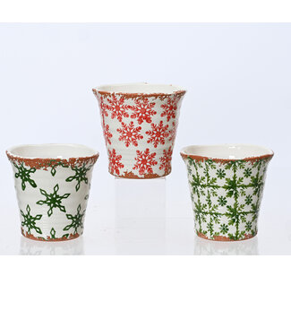Cache-pot terracotta flocons (3 ass.)
