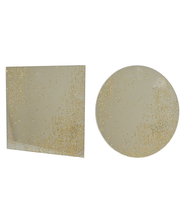 Assiette miroir à paillettes dorées (2 ass.) | Raffinement et éclat pour vos décors