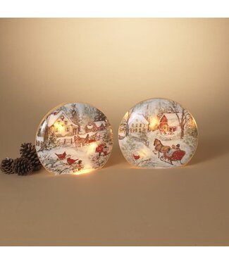 Décoration de verre calèche illuminé 10 po (2 ass.)