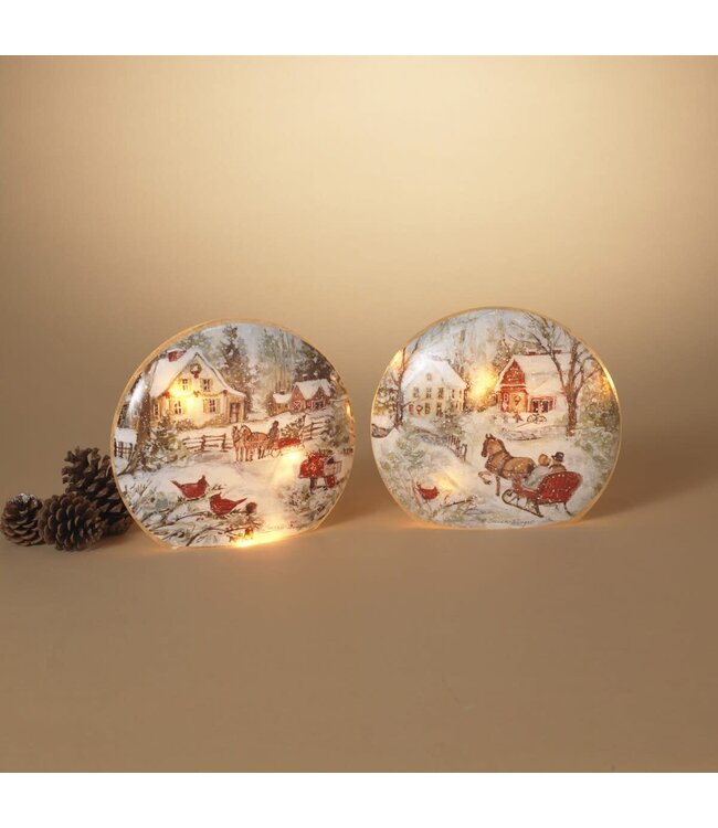 Décoration de verre calèche illuminé 10 po (2 ass.)