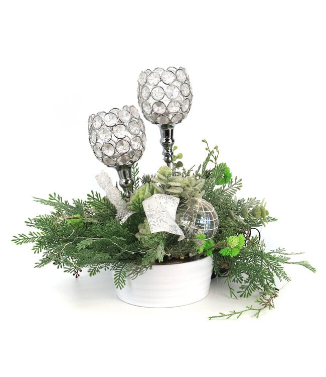 Arrangement de Noël | Verre et reflets lumineux