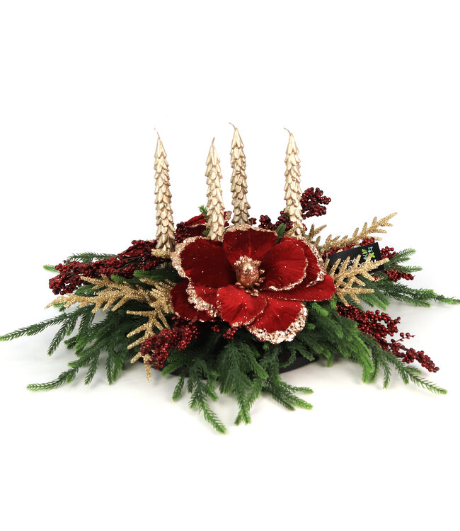 Arrangement de Noël synthétique | Centre de table aux chandelles sapineuses