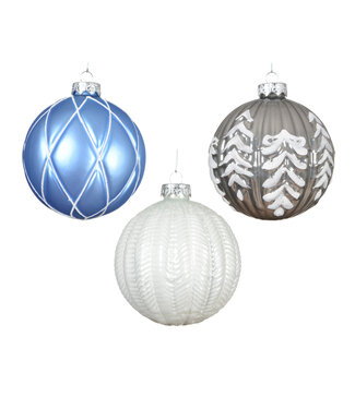 Boule de verre bleu, grise ou blanche  (3 ass.)