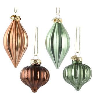 Ornement de verre vert ou bronze (4 ass.)