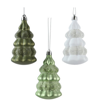 Ornement sapin blanc ou vert (3 ass.)