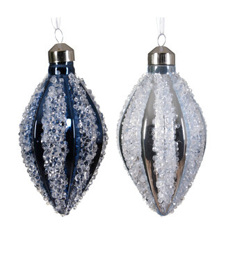 Ornement de verre bleu ou argent glacé