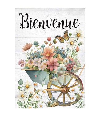 Drapeau- Bienvenue brouette 28 x 40 po