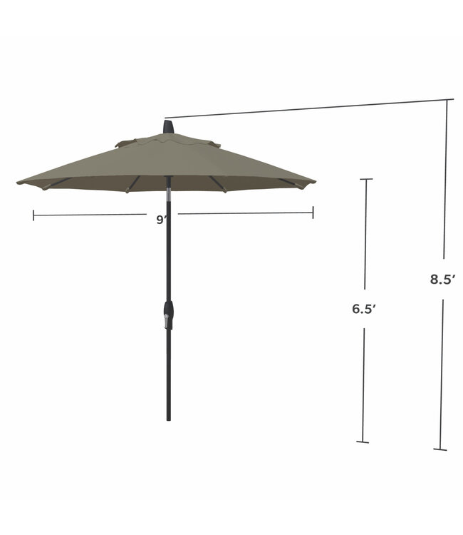 Treasure Garden Parasol octogonal 9 pi gris à inclinaison automatique | Parasol de qualité supérieure pour terrasse
