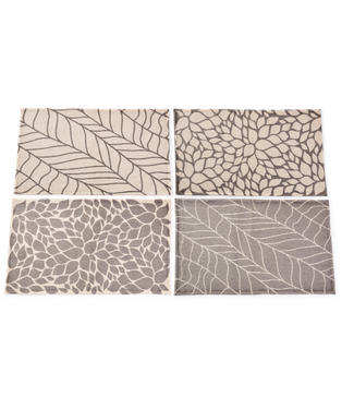 Tapis feuillage gris et beige (ass. de 4)