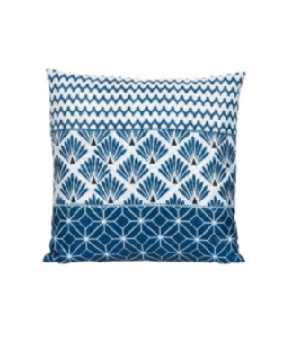 Coussin décoratif motifs bleu et blanc