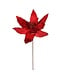 Tige de poinsettia velours rouge brillant
