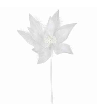 Tige poinsettia duvet blanc brillant