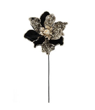 Tige de magnolia noir et or à paillettes