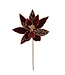 Tige poinsettia bourgogne or/brillant
