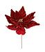 Tige poinsettia géant rouge et or brillant