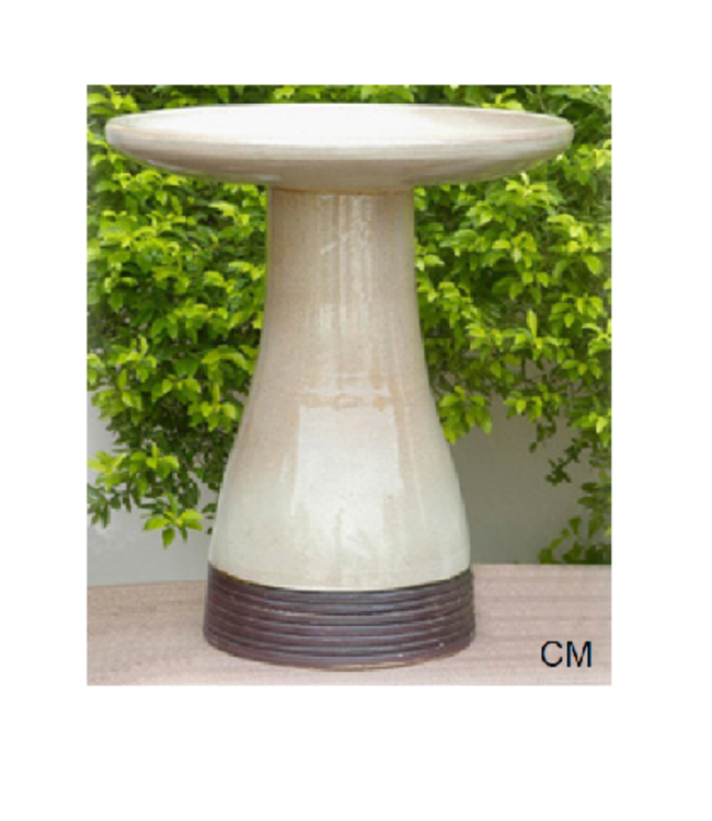 Bain d'oiseau terrecuite glace crème 18po | Décoration de jardin facile d'entretien