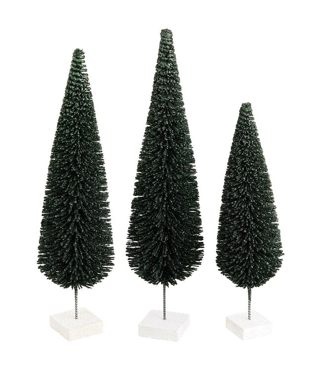 Sapin vert émeraude brillant sur cube blanc | Décor de Noël