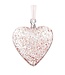 Coeur en verre rose et picot | Décoration suspendue