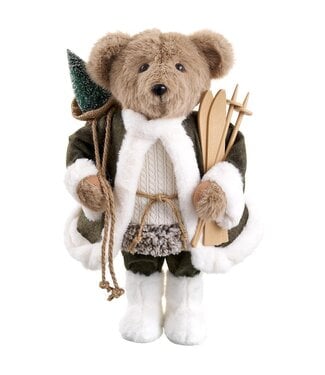 Ourson manteau fourrure et ski