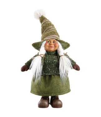 Gnome fille vert debout