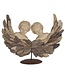 2 anges et ailes en bois sur base de métal noir
