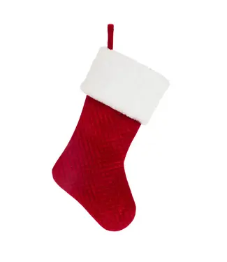 Bas de noël velours rouge et blanc