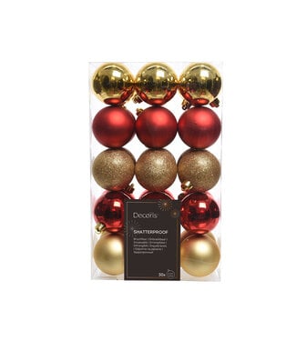 Ensemble de 30 boules rouge et or