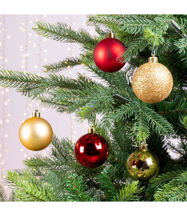 Ensemble de 30 boules rouge et or | Accessoire décoratif de Noël