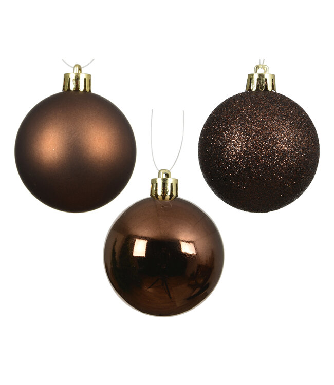 Tube de 10 boules de Noël espresso mixte | Décor raffiné du temps des Fêtes