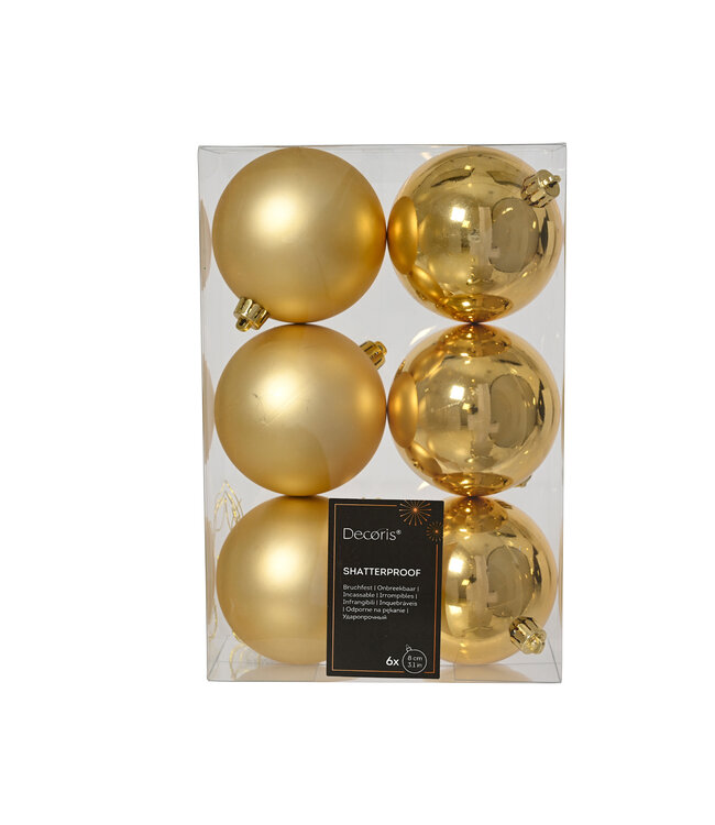 Boules de Noël plastique dorées | Ensemble de 6