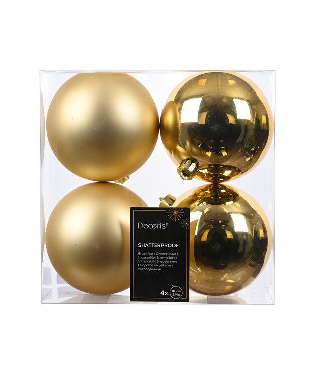 Boules de Noël or mates et brillantes | Boîte de 4