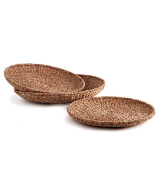 Plateau rond herbier marin | Plateau décoratif en fibres naturelles