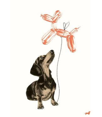 Carte - Chien saucisse et ballon