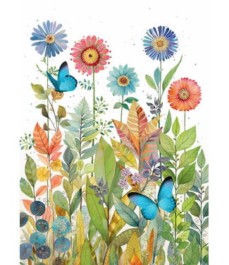 Carte - Papillons et fleurs