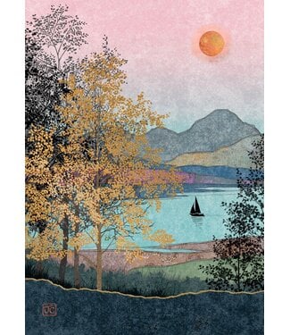 Carte - Paysage, voilier et montagnes